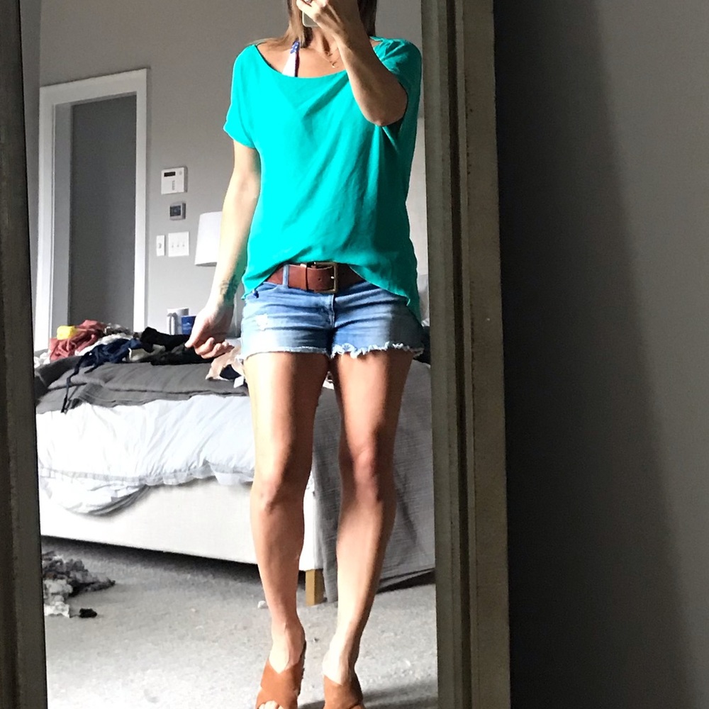 Teal backless top